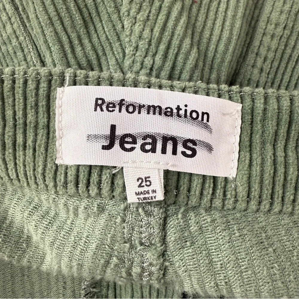 Reformation Cynthia Pants Womens 25 Green Corduroy High Rise Straight Moss Jeans - Picture 4 of 12